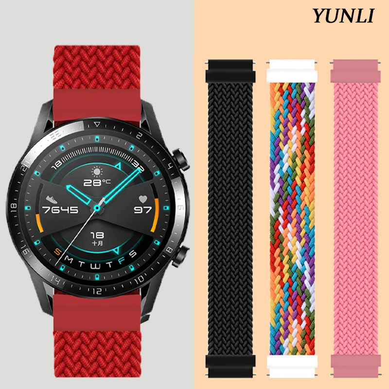 

20mm 22mm Braided Solo Loop Band For Huawei watch GT 2 Pro 2e strap for Samsung Galaxy watch 3/46 42mm/active 2/Gear S3 bracelet