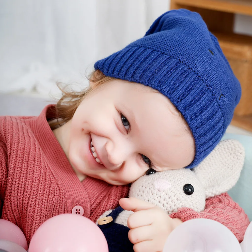 Плотная теплая детская вязаная шапка с ушками Пикачу Милая осенне зимняя 2019