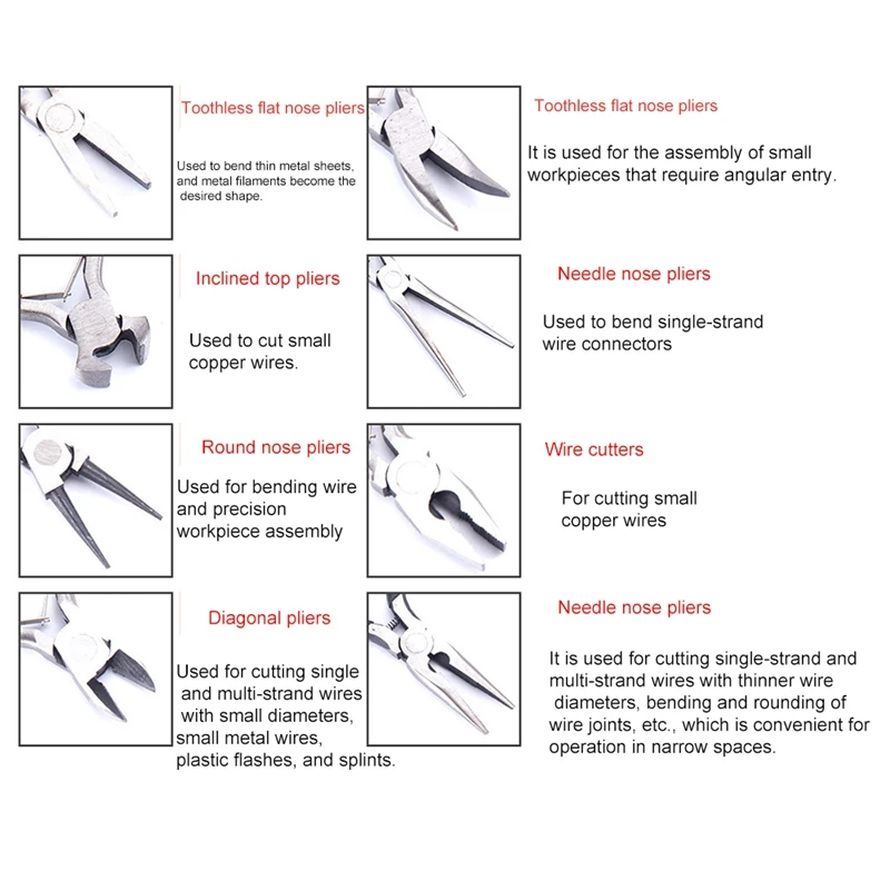 

9Pcs Mini 4.5/5 Inch Jewelry Pliers DIY Tool Suitable for Handmade Beaded Repair Accessories Set