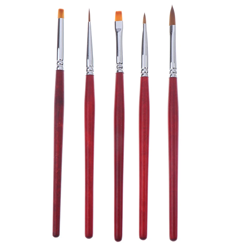 

1 Set Of Wood Nail Brushes Nail Pens Painted Nail Pullers Phototherapy Pens DIY Nail Art Drawing Manicure Brush Set 17cm