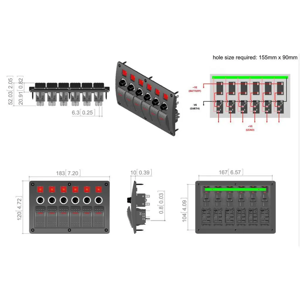 6 кнопочный светодиодный клавишный выключатель панель автоматического