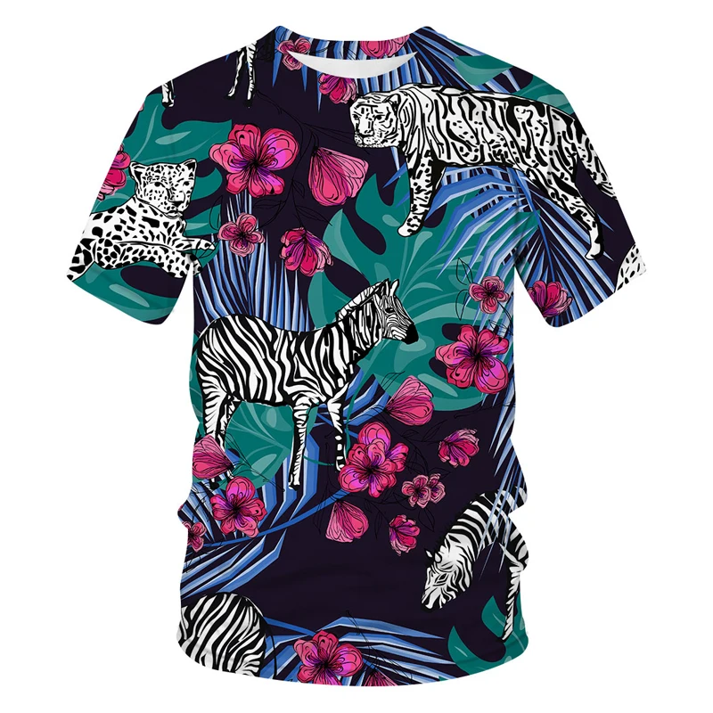 

New Summer cool Style Hip-Hop t-shirt Men/women Print Leopards and zebras T Shirt Harajuku mens Clothes 2021 Streetwear tops