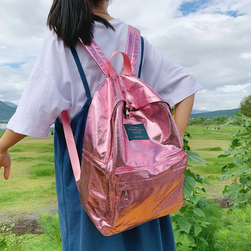 Голографические женские рюкзаки градиентного цвета школьные сумки для