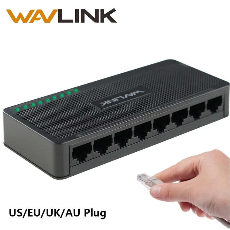Wavlink 8 Порты и разъёмы 10/100 м Быстрый ethernet-коммутатор/Smart сетевая переключаемый адаптер питания моноканальный центр Auto MDI/MDIX полный/полудуплекс