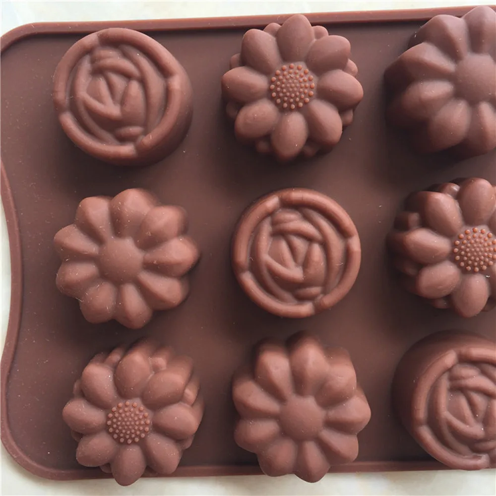 

1PC Coffee Chocolate Mould Cavity Silicone Flower Rose Chocolate Cake Bake Mold Ice Trays Baking Mould Cake Decorating Wholesale
