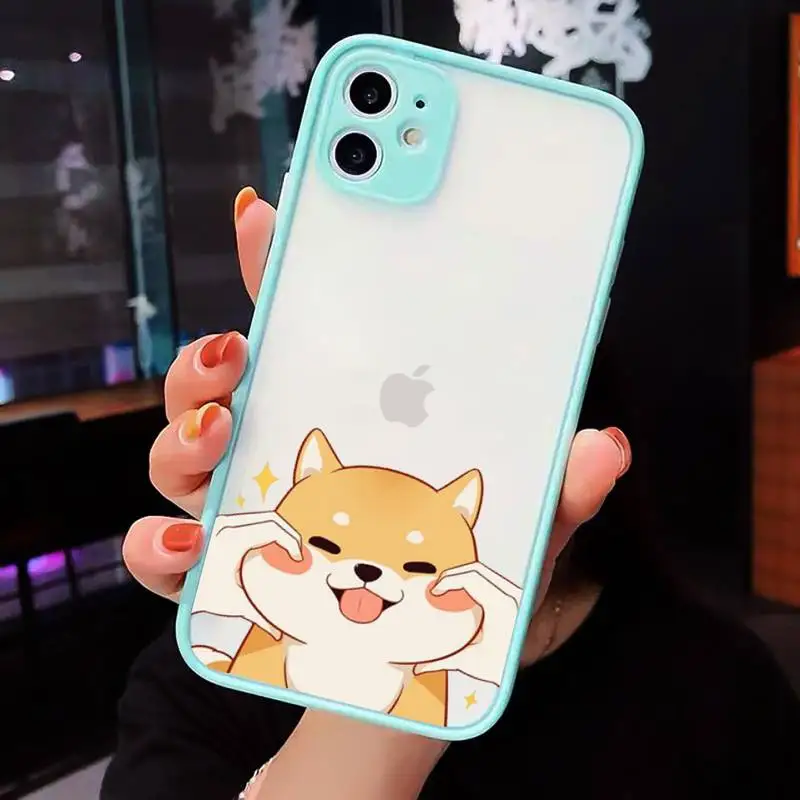 

Corgi Phone Cases Matte transparent For blue iPhone 12 Mini 11 Pro XR XS Max 7 8 Plus X Back Cover