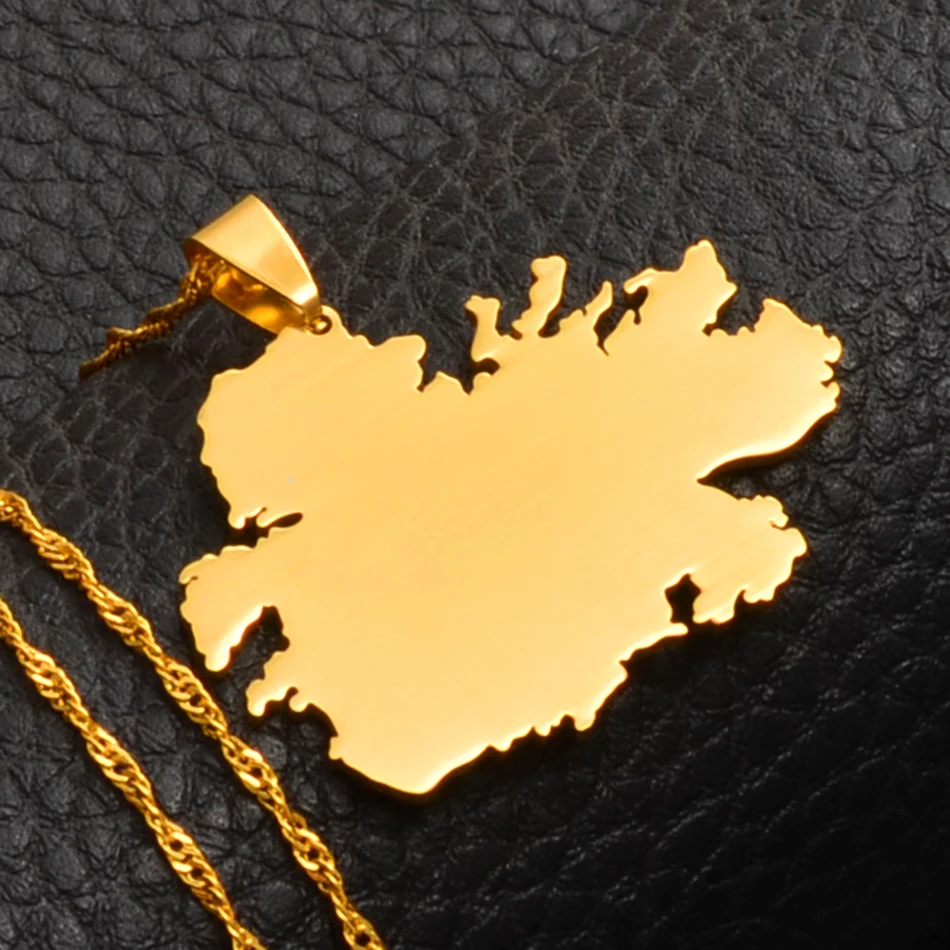 Ожерелья с подвеской и цепочкой Anniyo картой острова Антигуа золотистые Ювелирные