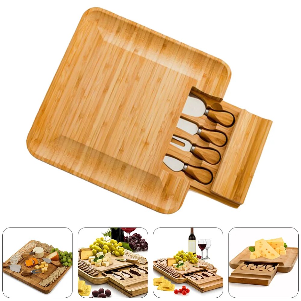 1 Набор практичная прочная бамбуковая сервировочная доска с резаком для сыра
