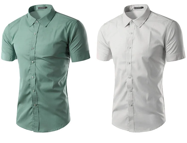 Мужская рубашка с коротким рукавом, приталенная, Camisa Social Masculina Chemise Homme, новинка, летняя мужская однотонная деловая рубашка 6537