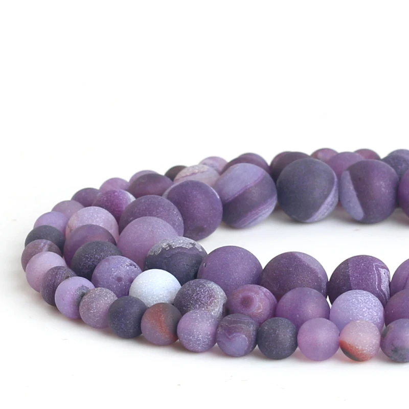 Круглые Бусины Из Друзового агата 6/8/10 мм натуральный матовый камень браслетов 15