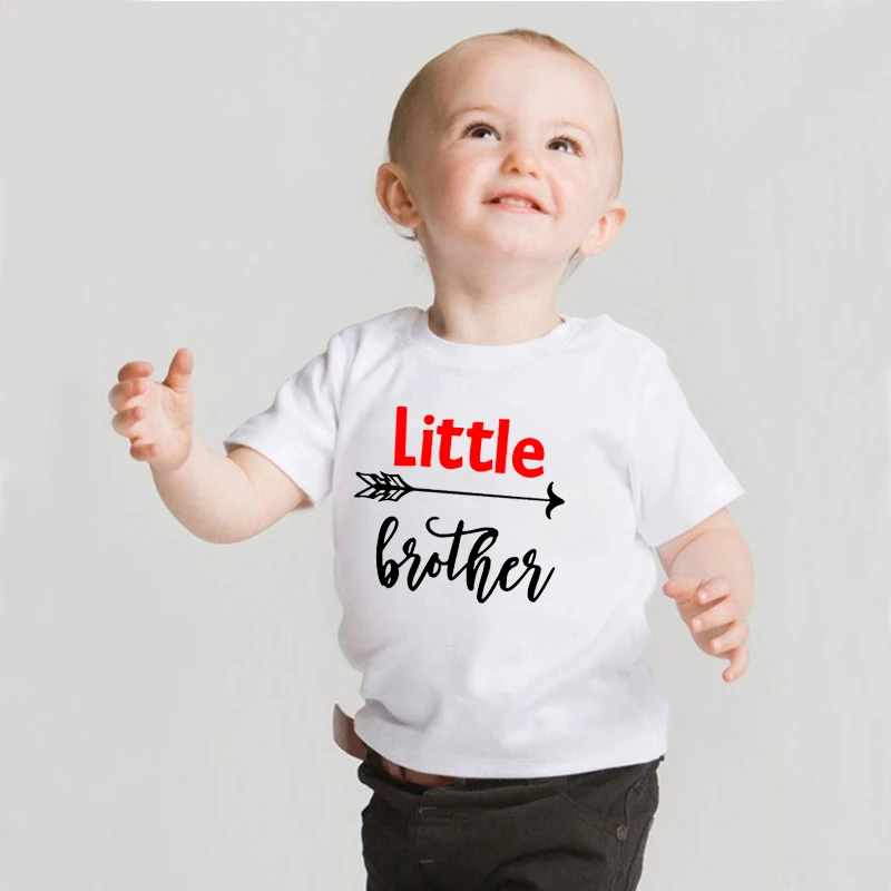 1 шт. Детская футболка с коротким рукавом и надписью Big/Little Brother | одежда обувь