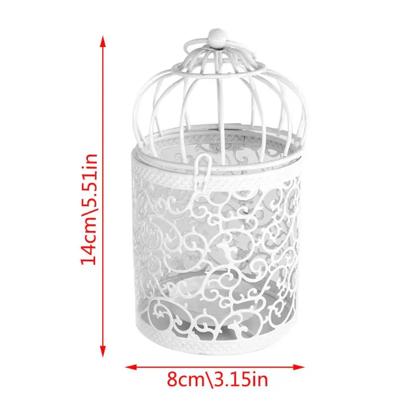 

Small Metal Tealight Hanging Birdcage Lantern, Vintage Decorative Centerpieces of Wedding & Party Pack of 2(White)