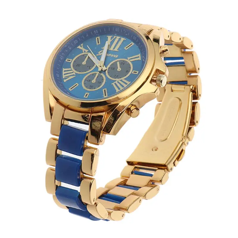 Новые мужские Потрясающие Кварцевые аналоговые наручные часы Geneva из нержавеющей