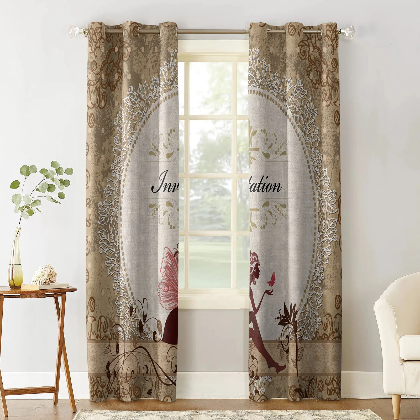 Шторы на окна в стиле ретро с бабочками и цветами для девочек занавески гостиной