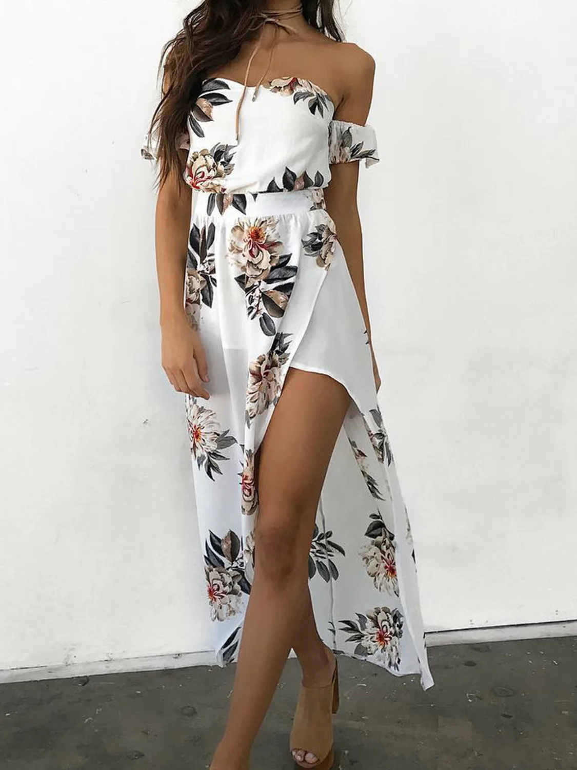 

Women's irregular fashion print dress summer