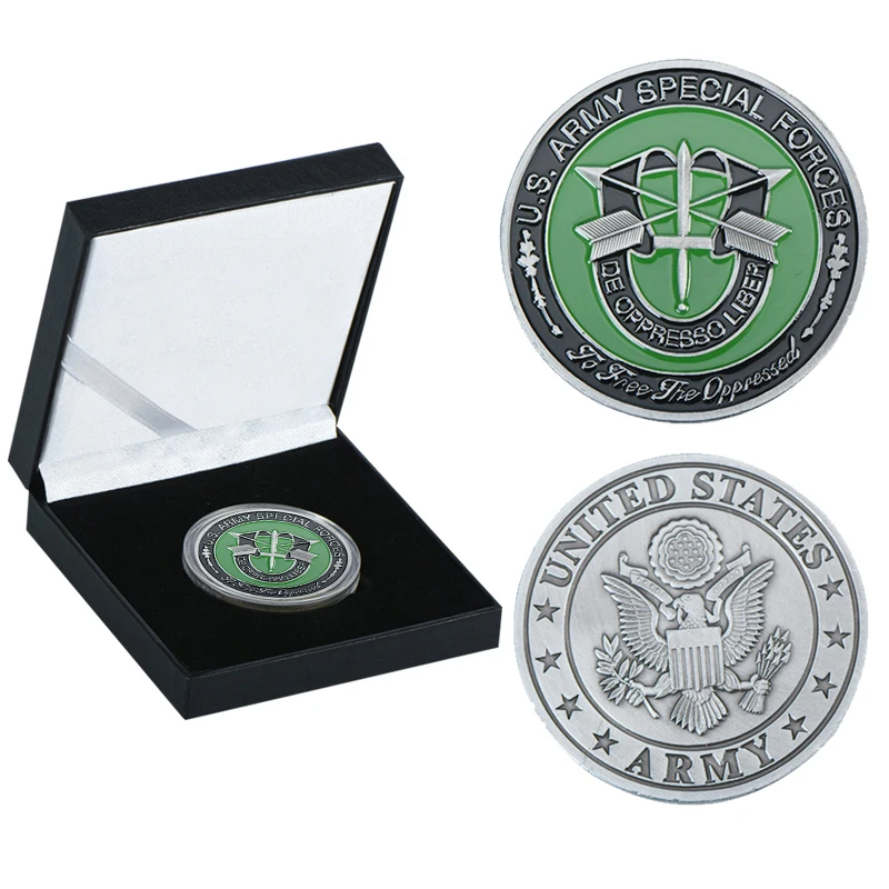 coin1 with box WR армия США Военные позолоченные монеты коллекционные с монетницей Air Force темно-синяя сувенирная монета подарок для мужчин дропшиппинг - Цвет: coin1 with box