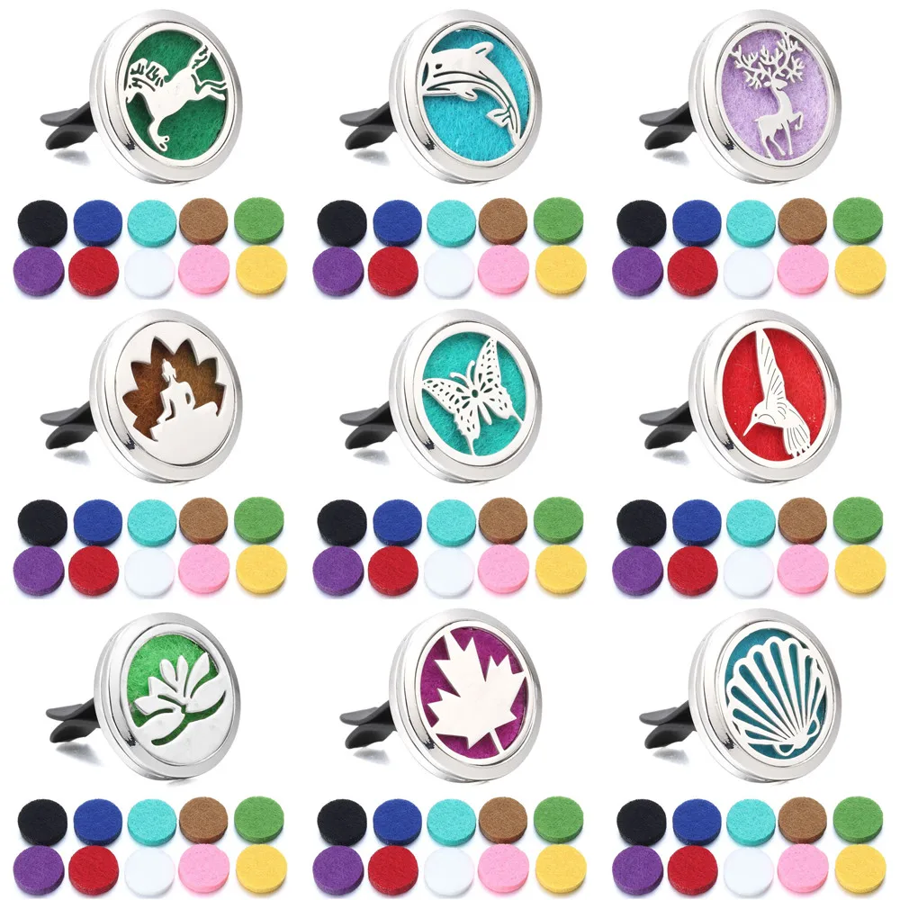 

Car Air Freshener Perfume Aromatherapy Essential Oil Diffuser Air Vent Flavoring Car Decoration Car Perfume Diffuser Clip+10pads