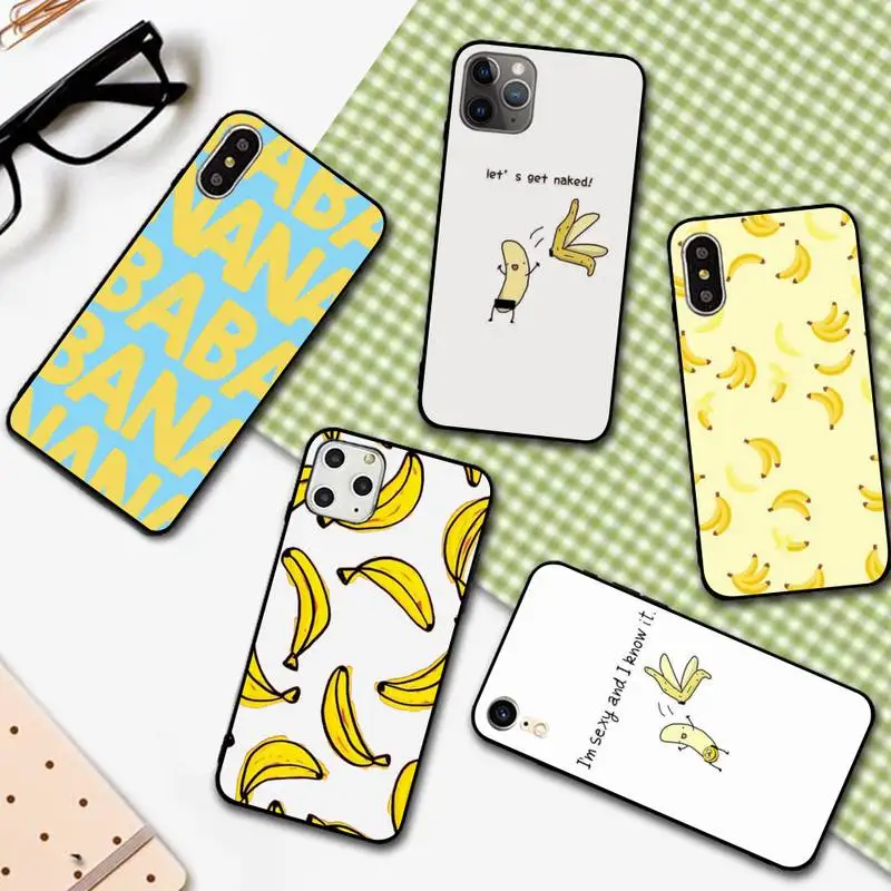 

YNDFCNB Cartoon Banana Phone Case for iphone 13 11 12 pro XS MAX 8 7 6 6S Plus X 5S SE 2020 XR cover