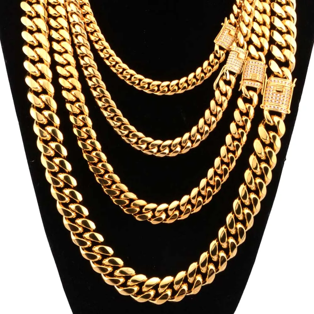 Цепочка кубинская для мужчин и женщин ожерелье из нержавеющей стали в стиле