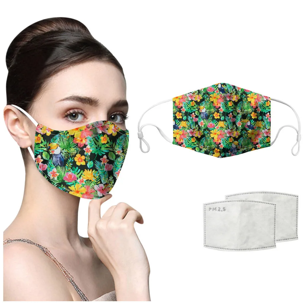 

Universal Dust-Proof Smog-Washable Face Cover Mask For Adults In Europe America Windproof Suncreen Warm Comfortable Floral Print