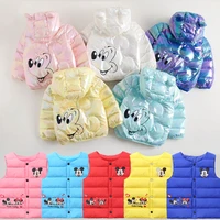 disney winter down cotton padded clothes boys girls warm thickened hooded coat cute mickey mouse donald duck childrens jacket