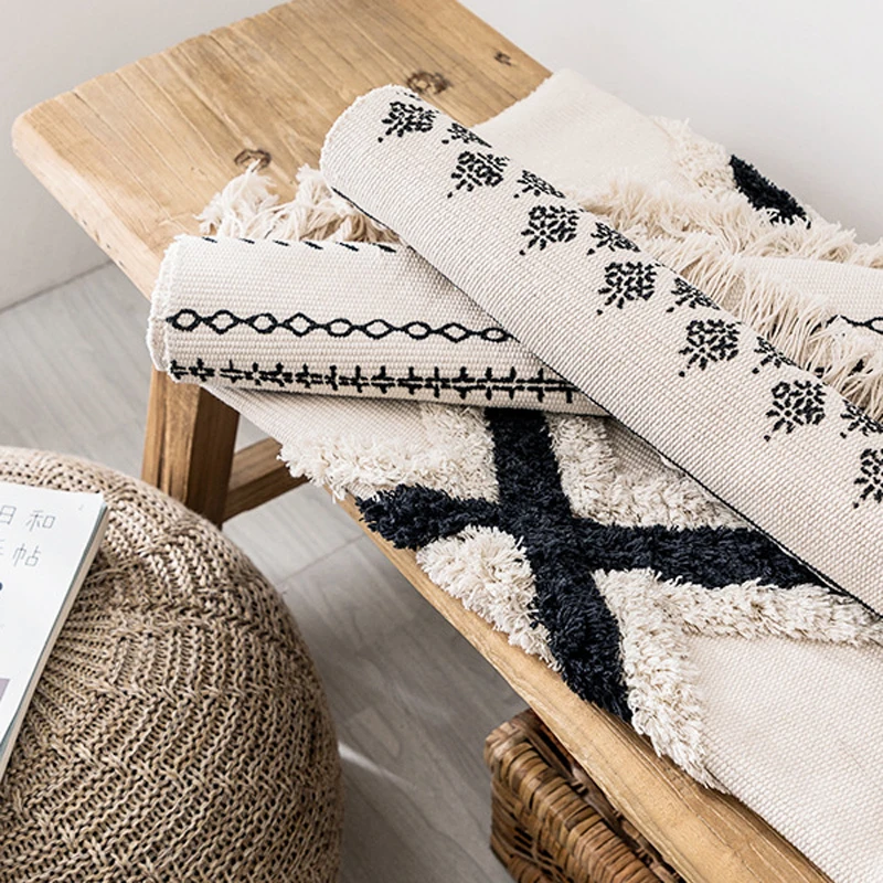 Винтажный ковер в скандинавском стиле геометрический напольный коврик