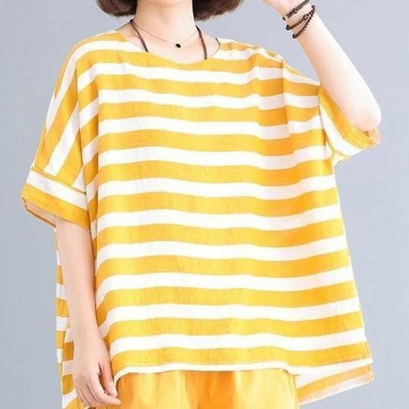 

Casual Tracksuit Women Two Piece Sets Striped Sweatshirts and Shorts Suits 2021 Summer Cotton Sportswear Womens Outfit Y232