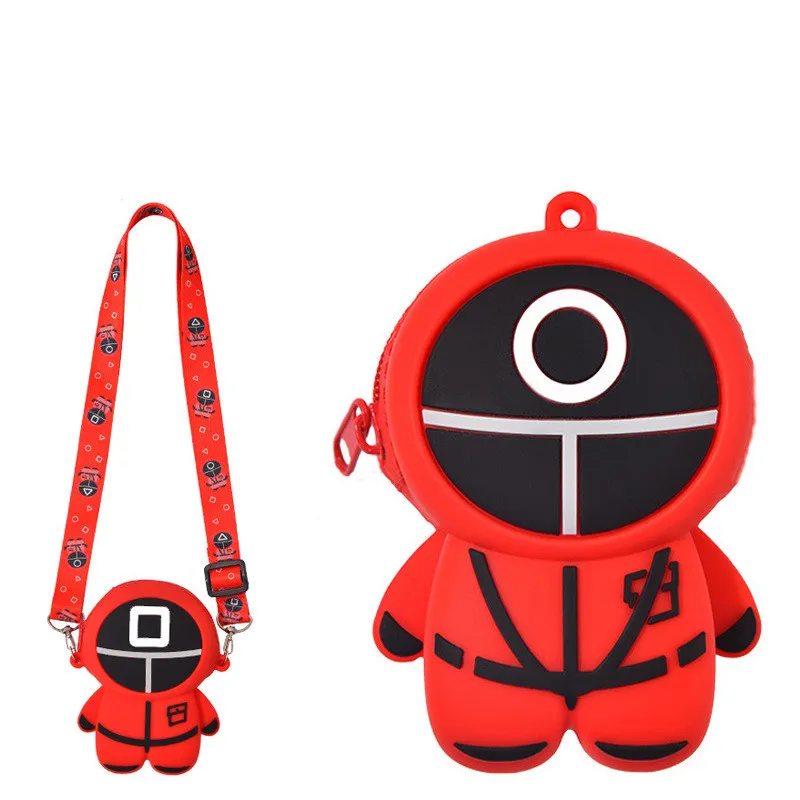 

2021 Squid Game Simple Dimple Messenger Bag Fidget Toys Push Bubble Anti-stress Children Toy Popp Its Keychain Wallet Bag