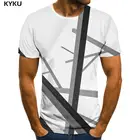 Мужская футболка с коротким рукавом KYKU, летняя Приталенная футболка с абстрактным принтом и коротким рукавом, 2019