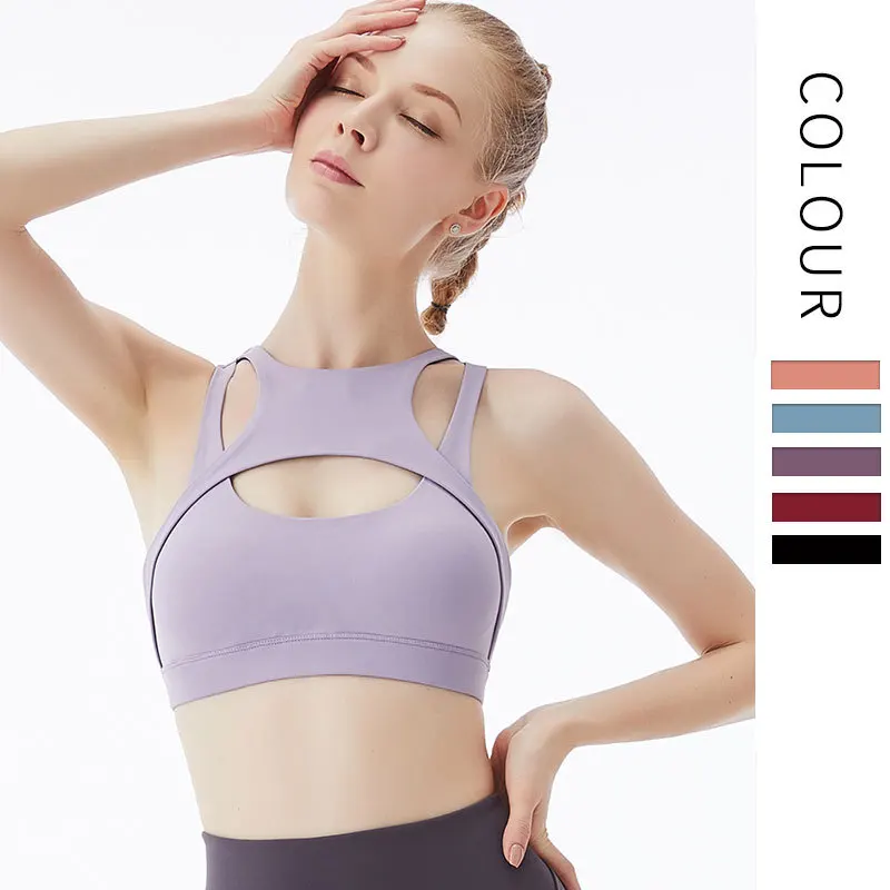 

Spring and Summer New Naked Sense Sports Bra for Women's Shock Proof Yoga Vest Fitness Sling Gathered Back Underwear Crop Top