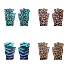 Мужские и женские леопардовые перчатки, модные эластичные рукавицы, перчатки без пальцев для сенсорного экрана, рабочие перчатки унисекс