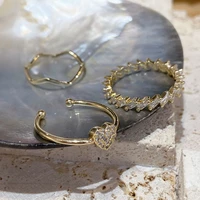 fashion korean 3pcsset design delicate zircon heart rings for women girls mid finger knuckle elegant jewelry gifts