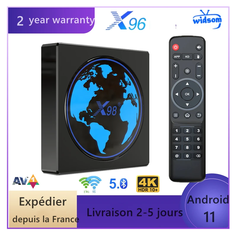 X98MINI Android 11 0 IP TV BOX 4k AV1 Amlogic S905W2 Quad Core x98 mini smart ip box set top media Player Франция | Электроника