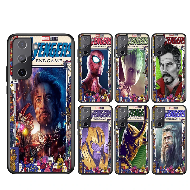 

Marvel superhero poster For Samsung Galaxy S21 S20 FE Ultra Lite S10e S10 S9 S8 S7 S6 Plus Edge 5G Black Soft Phone Case