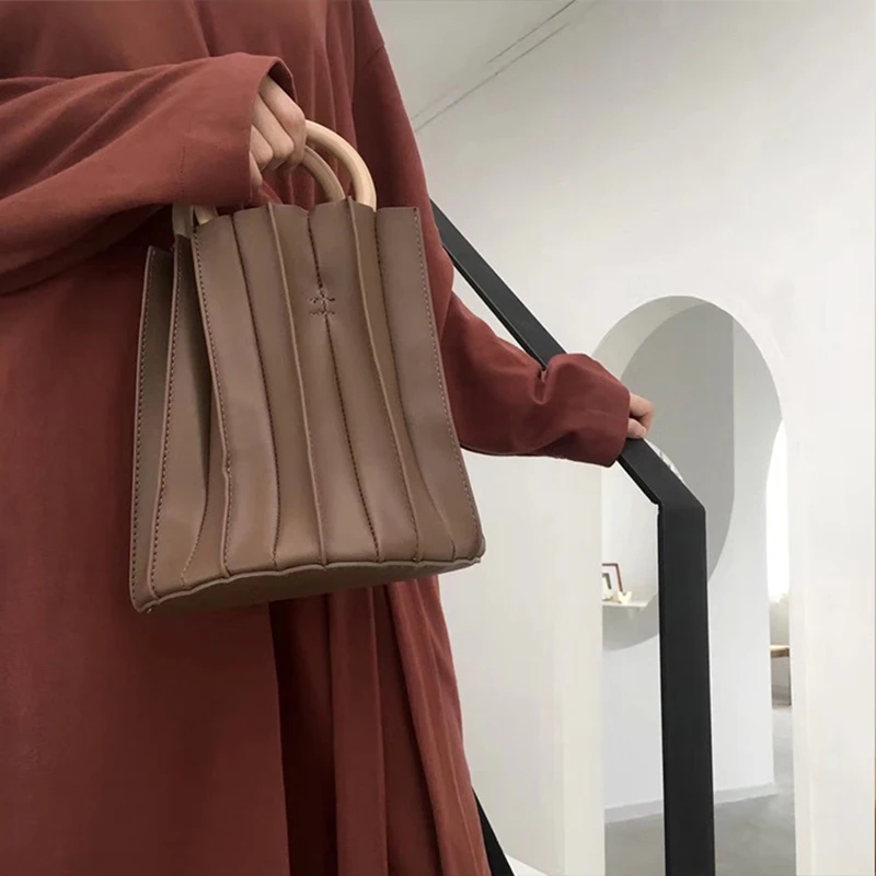 

Новая нишевая дизайнерская женская сумка, складная сумка-ведро с деревянным кольцом, простая модная сумка 01-SB-ltzzst