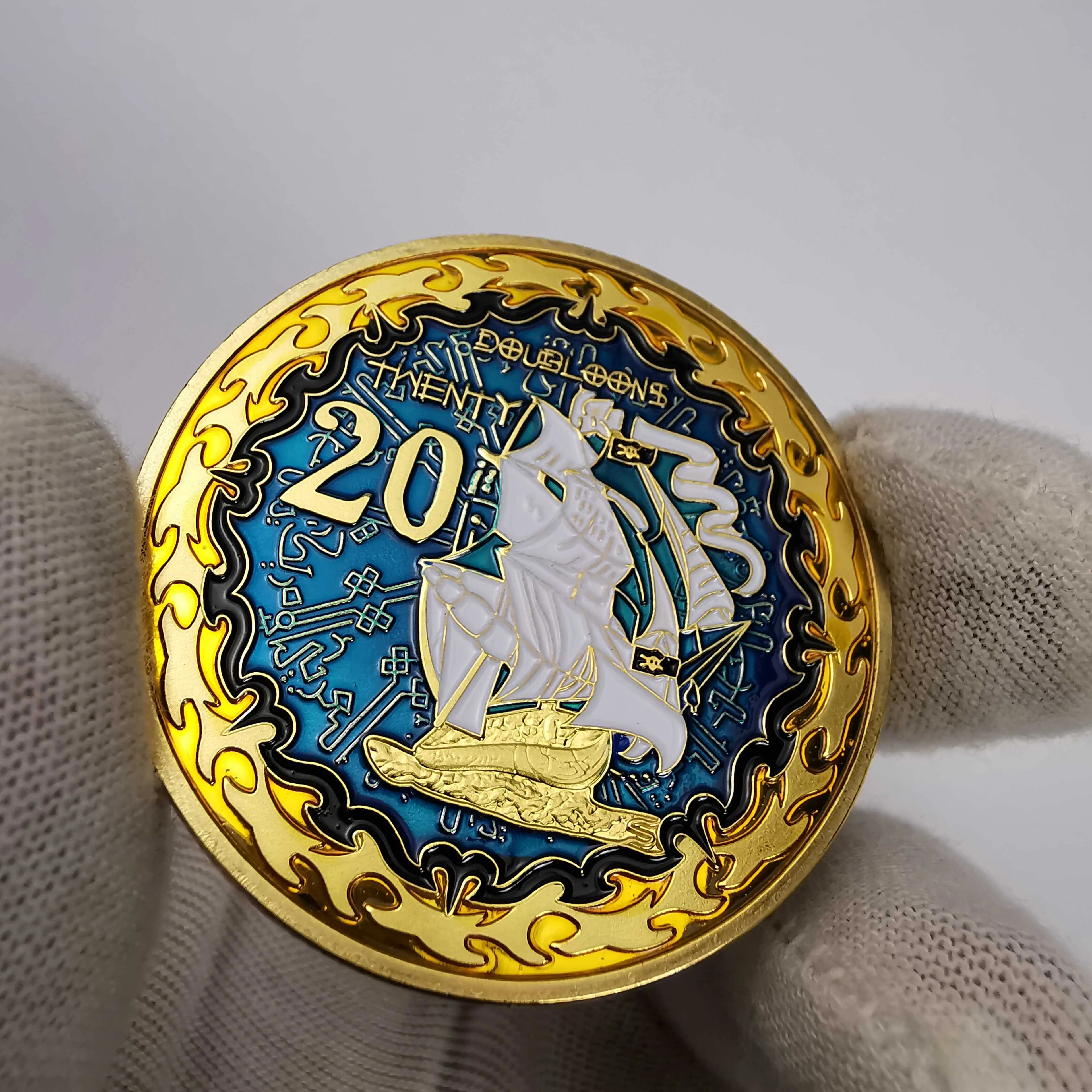 2020 пиратские золотые монеты Череп пиратский корабль сокровище остров залив