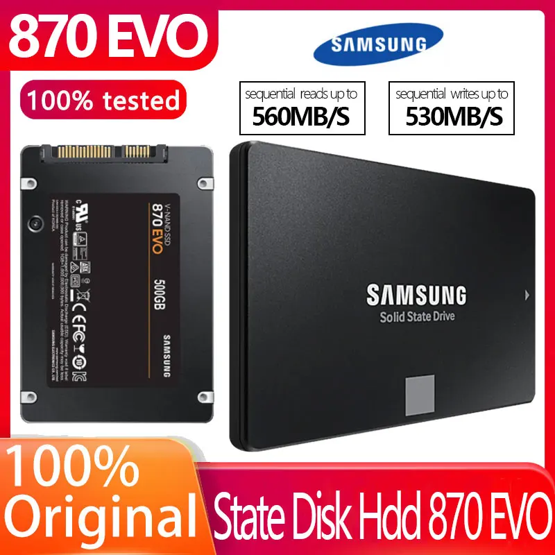 SAMSUNG 870 EVO SSD 1TB 500GB SATA 2.5 Inch Internal Solid State Up to 530MB/s original Hard Drive for Laptop Desktop PC