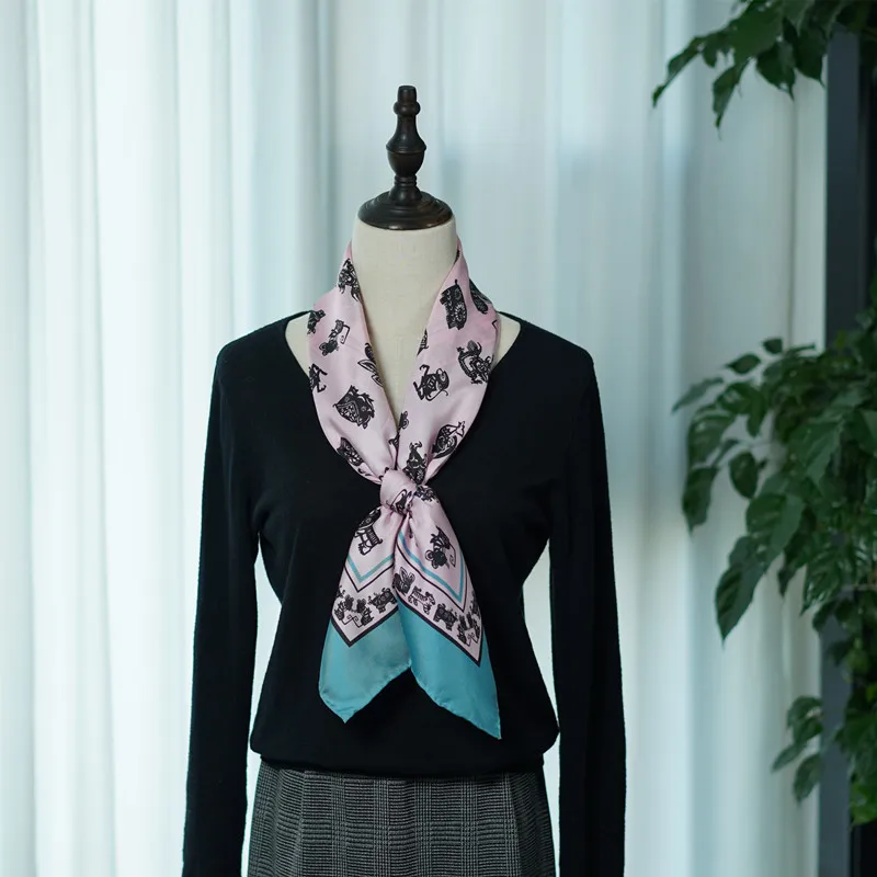 

16 Momme 90cm square scarf Chinese Unique Zodiac 100% Mulberry Silk Scarf 12 Animal Patten Shawl Wrap Bandana Lady Fashion