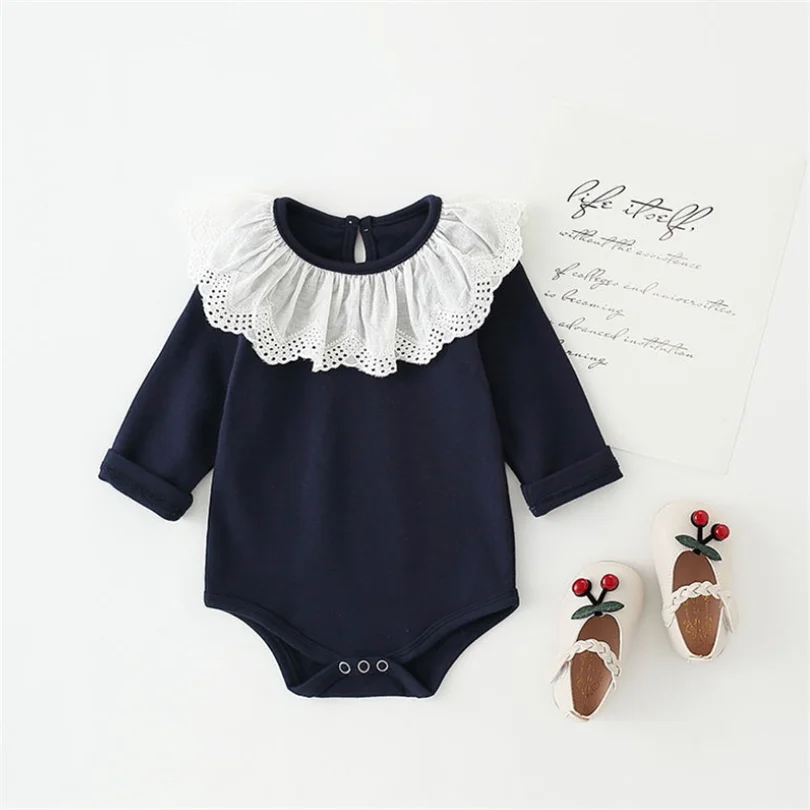 Комбинезон для новорожденных девочек кружевная Весенняя детская одежда с