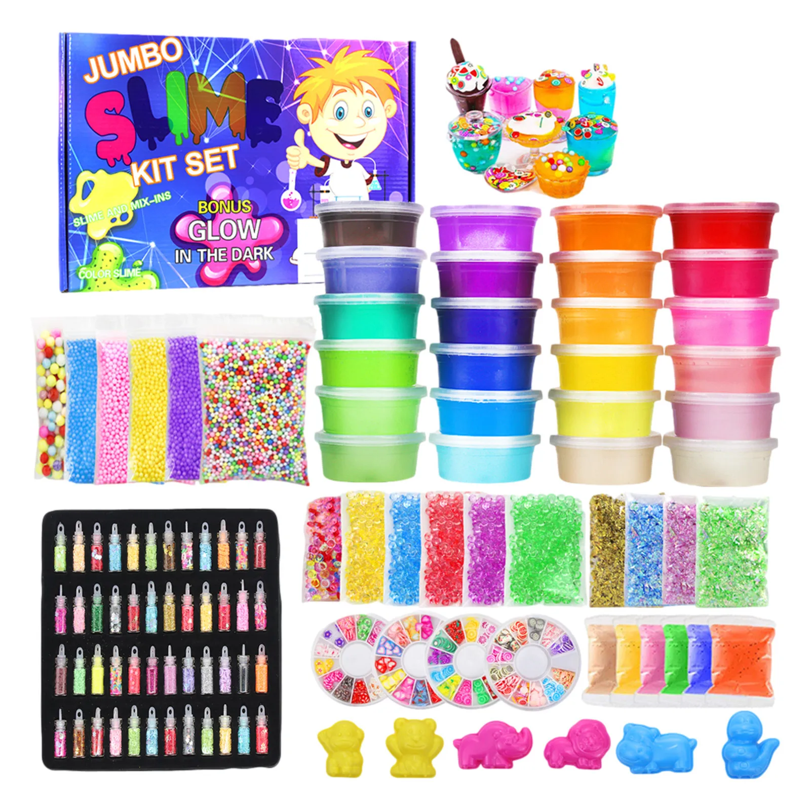 

Fluffy Slime Kit 24 Color Slime Supplies Gifts Sensory Stress Relief Toy Slime Charms Glitter Jars Slime Supplies Kit For Kids