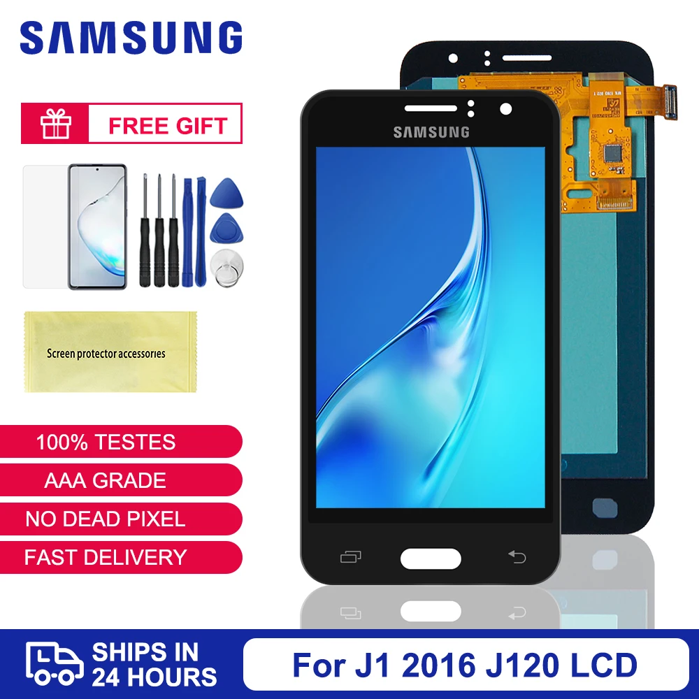 

4,5 ''Оригинальный ЖК-дисплей для Samsung Galaxy J1 2016 J120F J120DS J120G J120M J120 дисплей сенсорный экран дигитайзер в сборе Замена