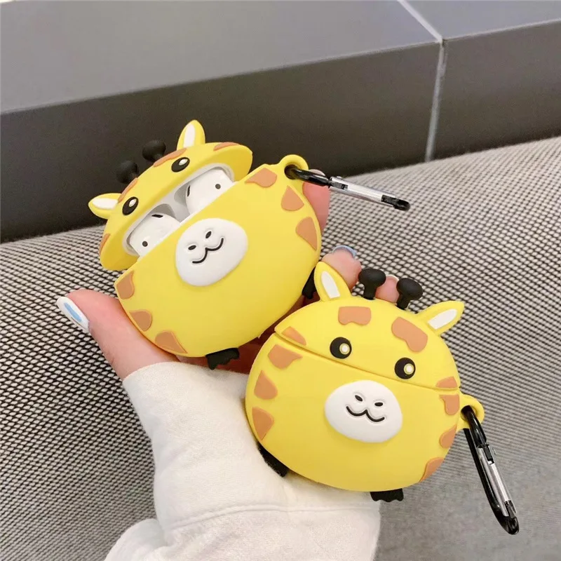 

Cute Cartoon Giraffe Little Penguin Silicone Earphone Case For Airpods 1 2 Bluetooth Wireless Headphone Case Cartoon Soft Case
