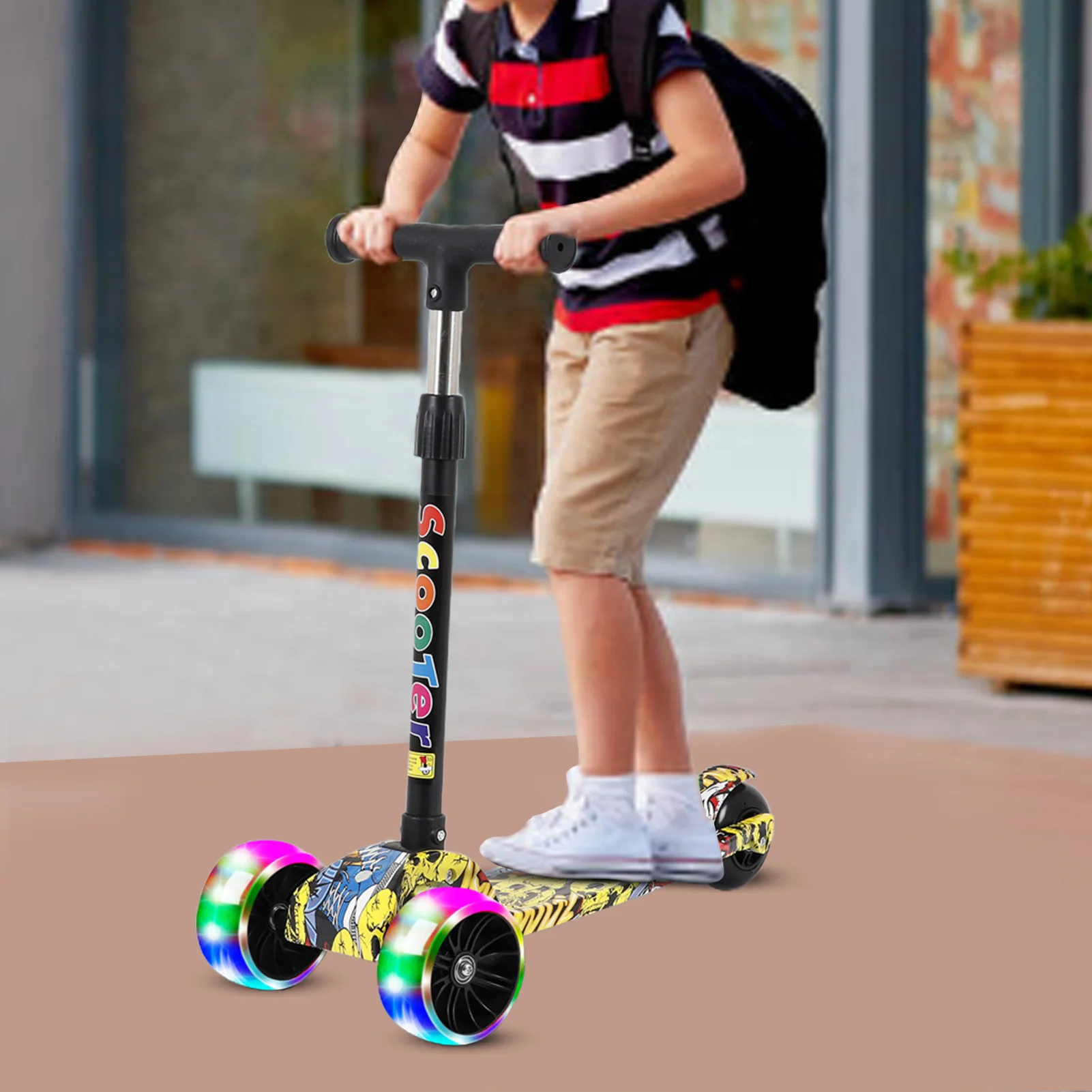 3 Цвета детский складной электрический скутер с светильник колеса Регулируемая