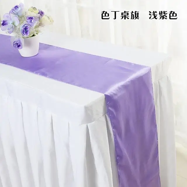 light purple 20 день рождения, вечерние, свадебные, черные, королевские, синие, бордовые, красные румяна, розовые, шампанские, фиолетовые, желтые, серебристые, красные, атласная настольная дорожка - Цвет: light purple