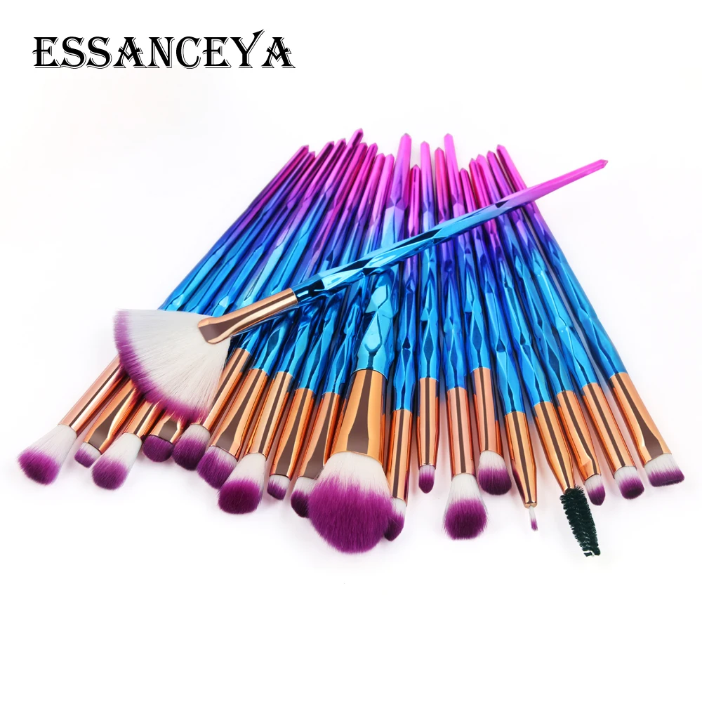 Набор кистей для макияжа в форме алмаза 7-20 шт. Ослепительный Блеск фиолетовая