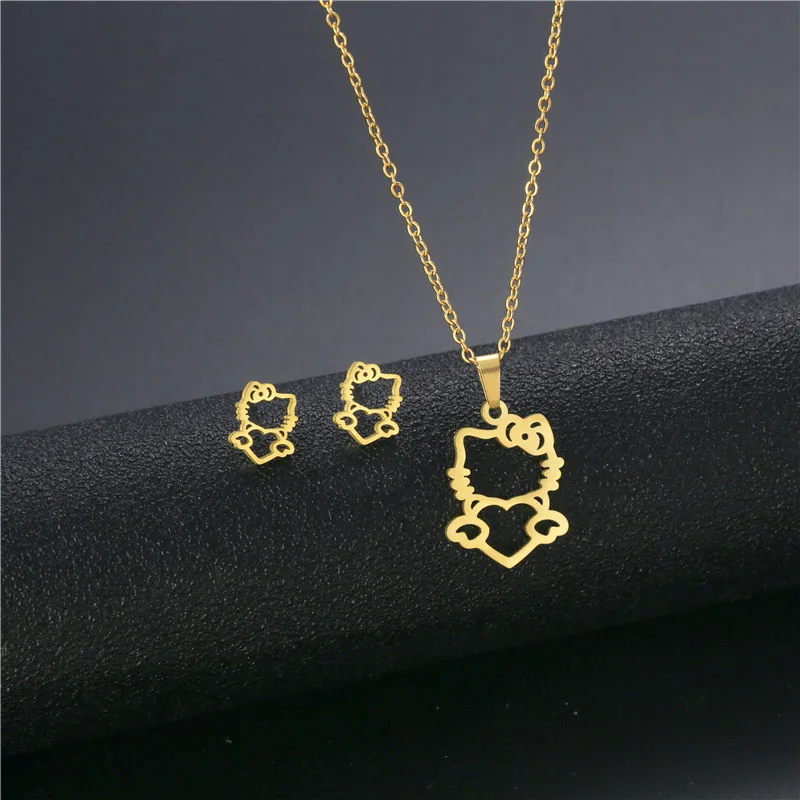 

Stainless Steel Lucky kitten Animal Hollow Pet Cat Pendant Chain Necklace Love Woman Mother Girl Gift Wedding Jewelry