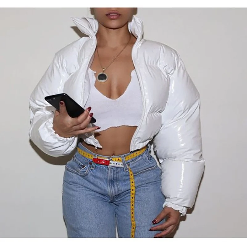 Winter Down Jacket Women's Neon Color Short Bright Color Down Jacket Parker Coat Coat Thick Bubble Coat Fashionable Streetwear