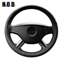 black genuine leather steering wheel cover for mercedes m class gl class gl450 2006 2009 benz ml350 ml500 2005 2006