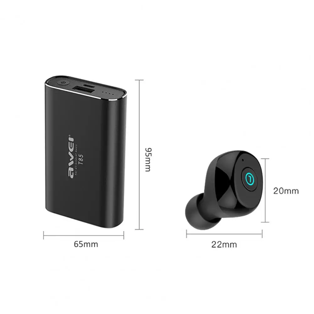 

AWEI T85 Magnetic Bluetooth 5.0 Earbuds Waterproof ABS TWS Noise Reduction In-ear Wireless Earphones for Driving Running Fitness