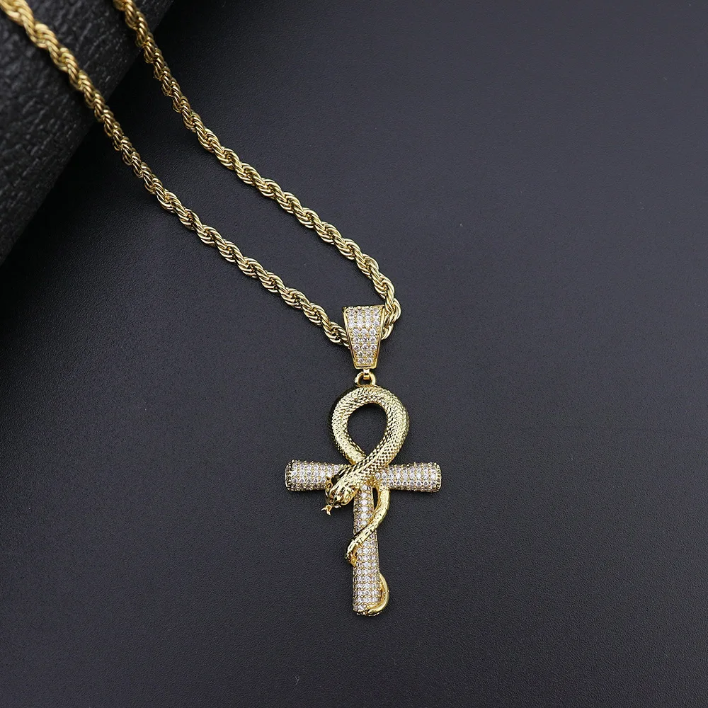 Men Viper Cross Necklaces &amp Pendant Religious Hip Hop Jewelry for Women with Stainless Steel Chain Online Shop | Украшения и